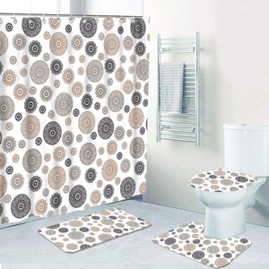 Commercio all'ingrosso su ordinazione disegni di lusso di stampa impermeabile europeo bagno tende da doccia tappetino da bagno 3 pezzi anti slip vendita calda più poco costoso - Product Image 2