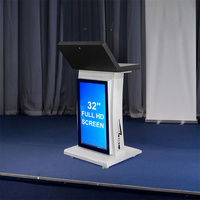 Table multimédia à écran tactile, podium numérique intelligent Android LCD avec micro interactif et ordinateur pour les conférences