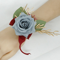 Boutonniere dan Corsage Bunga Mawar Buatan untuk Aksesoris Pernikahan, Acara Bisnis, dan Upacara Pembukaan