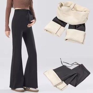 Pantalon d'hiver taille haute évasé Yoga Pantalon <span class=keywords><strong>enceinte</strong></span> Doublure en <span class=keywords><strong>polaire</strong></span> Chaud <span class=keywords><strong>Femme</strong></span> Sport Pantalon à fond cloche Leggings Pantalon de maternité - Product Image 1