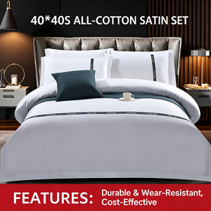 Juego de Ropa de Cama de <span class=keywords><strong>Hotel</strong></span> Económico de Tela Cepillada, 4 Piezas, Lujo Hotelero, 100% Algodón Blanco, Juego de Sábanas - Product Image 4