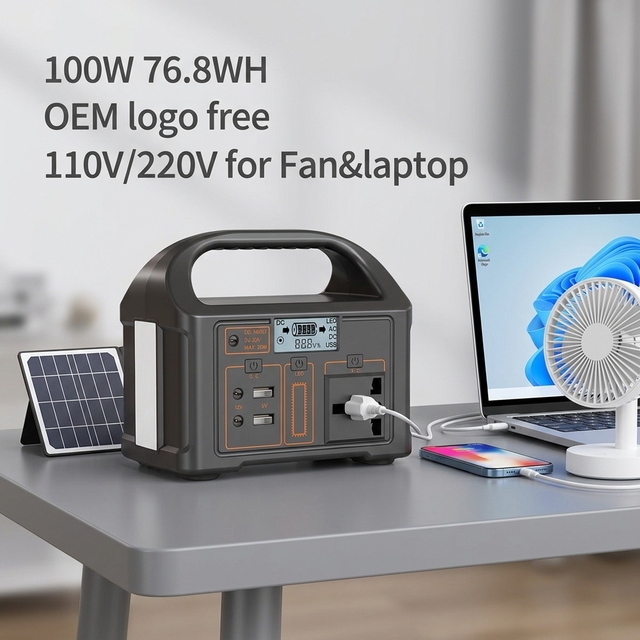 Portable 100W Power Station with Solar Panel 24000mAh Mini Emergency Storage Generator for Home and Outdoor Use