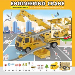 Ensemble de jeu pour enfants : Excavatrice, grue d'ingénierie, train de marchandises, circuit de course avec voitures - Product Image 3
