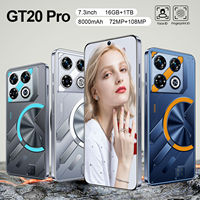 Vente directe usine – Smartphone Android 14 Original GT20 Pro 7,3 pouces HD, 16 Go + 1 To, Processeur Deca Core, Déverrouillage Facial, 5G, 108 MP, 65 W