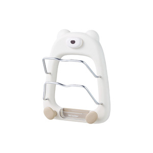 Chunzao Little Bear <b>Pot</b> <b>Lid</b> Rack Suction Cup No Drilling Kitchen Storage Oval Shape BPA Free - Product Image 5