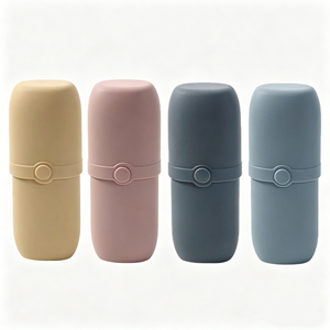 Sac de rangement pour pinceaux de maquillage en silicone - Organisateur portable et compact pour cosmétiques et outils de maquillage de voyage - Product Image 1