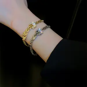 14K Gold Color Fashion Belt Shape Strap ZIRCON Charm Women Punk Bangle Bracelets Jewelry Gift