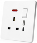 Prise électrique 2026 Royaume-Uni 13A, double prise avec interrupteur, prises USB, prise 5 broches, prise murale électrique