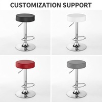 Chaises de bar rondes rembourrées personnalisables avec siège en cuir, base métallique pivotante et réglable pour kiosque de bijouterie de luxe et centre commercial