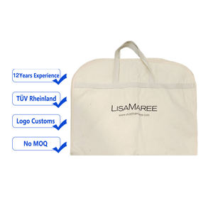 कस्टम मुद्रित गाउन कवर परिधान बैग भारी शुल्क धूल प्रूफ स्टोरेज हैंगिंग इको जिपर कैनवास सफेद कपास फोल्डिंग सूट बैग - Product Image 1