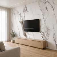 Panel Dinding PVC Berlapis UV Motif Marmer Putih Matte - 4x8 Ft, Tahan Api & Tahan Air
