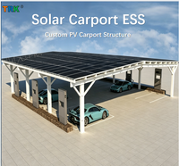 Système de carport solaire commercial ESS, structure de carport photovoltaïque avec stockage d'énergie pour la recharge de véhicules électriques