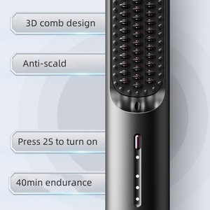 Portable Electric Hair Straightener Wireless Cordless Mini Hair Brush with Comb Battery Powered - Product Image 3