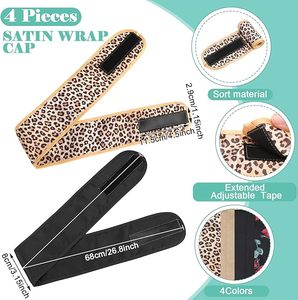 DANSKY Satin cheveux Wrap écharpe Satin bandeau pour femmes noires crochet et boucle réglable soie cheveux enveloppes pour dormir - Product Image 5