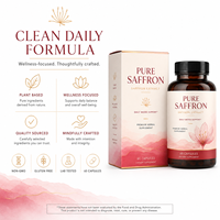 Cápsulas Veganas de Extracto de Azafrán 88.5mg, Extracto Puro de Estigmas de Crocus Sativus, Estandarizado para Safranal, Suplemento para el Bienestar del Estado de Ánimo, ODM