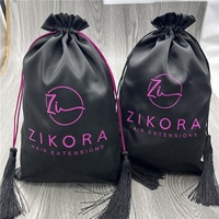 Sac d'emballage à cordon en satin de luxe pour extensions de cheveux naturels, pochette anti-poussière en satin de soie pour perruques, sac de rangement pour chapeaux et casquettes