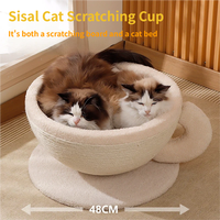 Arbre à chat en sisal en forme de tasse à café, avec griffoir intégré, lit-nid et design spacieux, résistant aux griffures, en corde de chanvre coupée