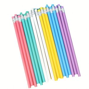 Crayons en bois personnalisés avec logo d'usine, pas chers, pour enfants, faible MOQ, crayons noirs avec gomme HB 2B - Product Image 1