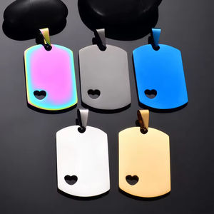 Placa de grabado en blanco de identificación personalizada, collar de acero inoxidable con forma de corazón hueco, abalorio, etiquetas para perros, accesorios colgantes - Product Image 1