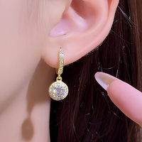 Orecchini Pendenti in Argento Sterling S925, Orecchini a Cerchio Rotondi con Moissanite e Diamanti Sintetici, Gioielli Personalizzati per Donne e Ragazze