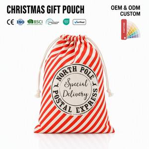 COOI MLOSET <b>Christmas</b> <b>Gift</b> Pouch Red White Striped Cotton Drawstring <b>Bag</b> Reusable North Pole Storage Dust <b>Bag</b> - Product Image 1