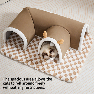 Factory Direct Winter Einteiliger Katzen bett Cave <span class=keywords><strong>Dog</strong></span> Tunnel Verstecken des Rentier Tragbarer wasch barer Memory Foam-Schwamm - Product Image 4