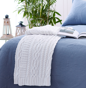 Couverture en <span class=keywords><strong>tricot</strong></span> de chenille de polyester de câble <span class=keywords><strong>blanc</strong></span> moutarde solide ultra douce et chaude pour la décoration intérieure - Product Image 2