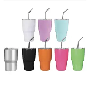 New promotion fashion design double wall stainless steel 2oz tumbler shot shot with straw lid