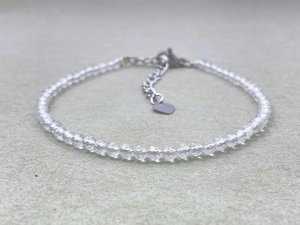 Clear Quartz <b>Bracelet</b> Dainty Gemstone Jewelry Micro Faceted Beads Crystal <b>Bracelet</b> Minimalist Jewelry Tiny Gemstone <b>Bracelet</b> - Product Image 2