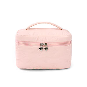 Trousse de maquillage Beilian grande capacité, pliable, pour le voyage, avec fermetures éclair à motif cœur. - Product Image 1