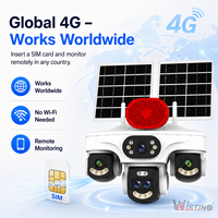 Caméra solaire mondiale 4G Wistino à double panneau, quatre objectifs, quatre écrans, zoom 10X, suivi humanoïde, alarme, caméra AOV 24/7