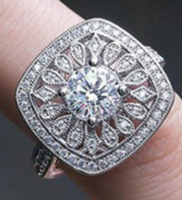Bague de Fiançailles et de Mariage Unisexe Forever Star Jewelry en Argent Sterling 925 avec Moissanite Ronde Certifiée GIA et Sertissage Griffe Tendance