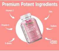 Gummies au collagène et à la vitamine C avec antioxydants et peptides éclaircissants, biotine pour des cheveux sains et une peau magnifique