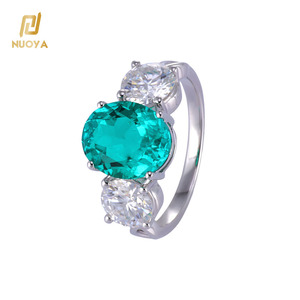 Cincin Zamrud Desain Baru NUOYA Perak Sterling S925 Moissanite dan Berlian Buatan Laboratorium Cincin Mewah untuk Pria Wanita Hadiah Pesta - Product Image 5