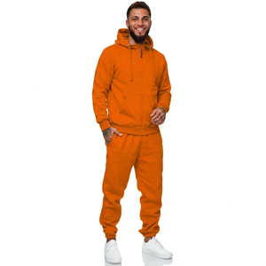 Conjunto Deportivo Transpirable de 240GSM 100% Algodón para Hombre, Sudadera con Cremallera y Pantalones Jogger, Estampado Digital, Lavado Ácido, Rojo y Negro en Contraste, Ropa Urbana de Invierno - Product Image 1