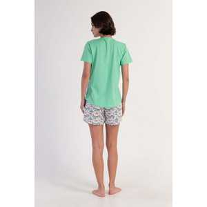 Chaqueta de dormir ovalada de manga corta con cuello redondo para mujer - Product Image 1