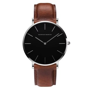 Montre à quartz pour homme 40 mm, 3 ATM, bracelet en cuir et tissu, boîtier en alliage, style décontracté et minimaliste, vente en gros - Product Image 3