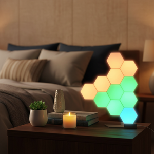 Slimme <span class=keywords><strong>LED</strong></span>-lichtpanelen Hexagon Smarter uitbreidingsset 16 miljoen kleuren veranderende moderne decoratie voor de gamekamer Touch APP-bedieningslamp - Product Image 2