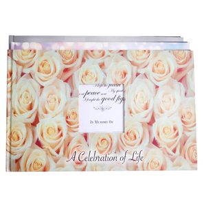 Libro de invitados funerarios de boda, libro de tapa dura grande y personalizada en inglés con ventana - Product Image 1