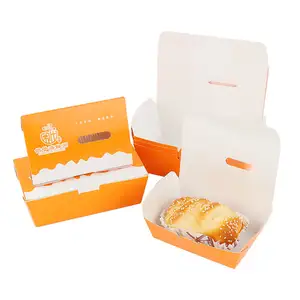 오렌지 핫도그 상자 일회용 식품 용기 테이크 아웃 핫도그 트레이 핫도그 포장 처리 종이 상자