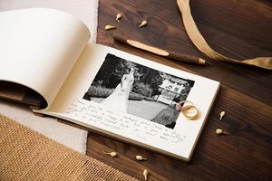 <span class=keywords><strong>Livre</strong></span> d'or photo rustique en bois A4 A5 A6, pages vierges, album de mariage personnalisé avec logo, pour souvenir commémoratif ou cadeau de maison - Product Image 2