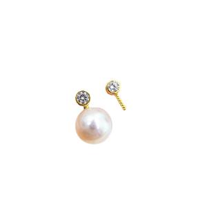 21492DIY Pearl Accessories S925 <b>Silver</b> Earrings with 7-10mm Round <b>Beads</b> Simple Stand Earnails Jewelry Findings & Components - Product Image 5