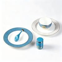 Service à café et soucoupes en porcelaine raffinée pour six personnes, motif paysage chinois, résistant à la chaleur, anti-fuite, vaisselle pour usage quotidien et cadeaux