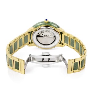 Montres automatiques mécaniques pour couple en jadéite naturelle avec lunette diamantée et affichage de la date – Montre-bracelet de luxe élégante pour le dropshipping - Product Image 2