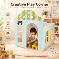 Maisonnette de jeu en bois personnalisée OEM/ODM pour enfants, thème intérieur (maternelle, caserne de pompiers, hôpital, clinique vétérinaire)
