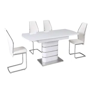 नि: शुल्क नमूने डिजाइनर ग्लास तह लकड़ी के आधुनिक कुर्सियों रेस्तरां अंतरिक्ष की बचत सफेद Mdf खाने की मेज