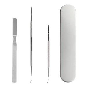 Stainless Steel Nail Tool Set 3 Piece With Cuticle Pusher And Nail File For Manicure And Pedicure Care - Product Image 1