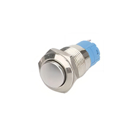 Interrupteur à bouton-poussoir momentané étanche 16 19 22mm 12V-24V 1NO 1NC en acier inoxydable avec anneau LED et prise de câblage