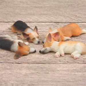 small gift for dogs owners super cute miniature dogs sleeping poses Corgi Shiba Inu resin figure toys with magnets