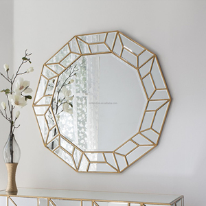 Miroir mural décoratif pour la maison, miroir suspendu en forme de <span class=keywords><strong>décagone</strong></span>, finition or champagne, style contemporain, pour salon, villa - Product Image 6